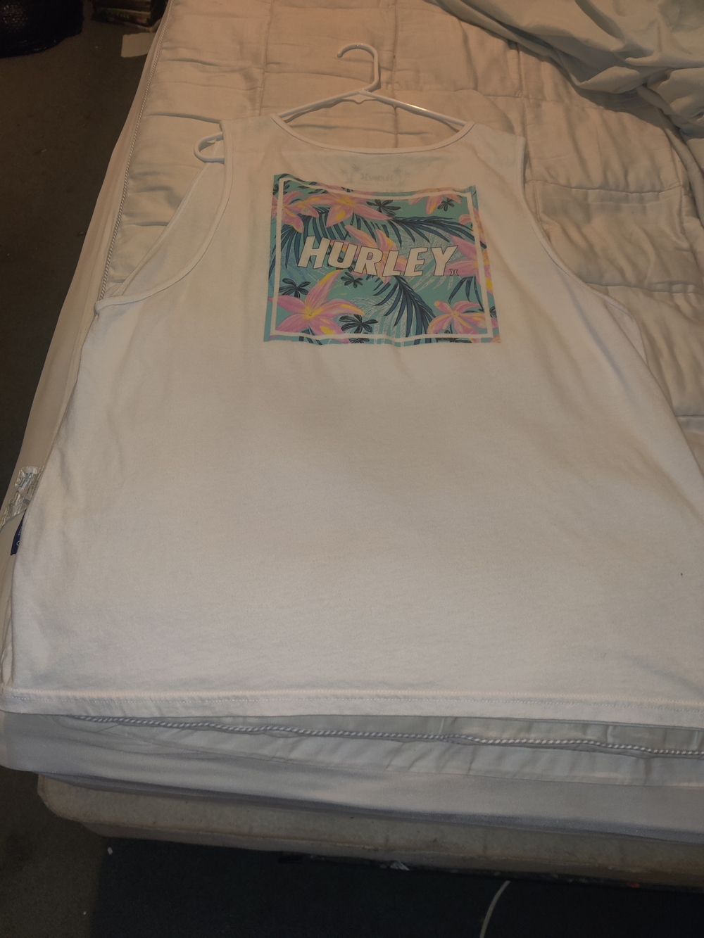 Hurley White Tropical Logo Tank Top